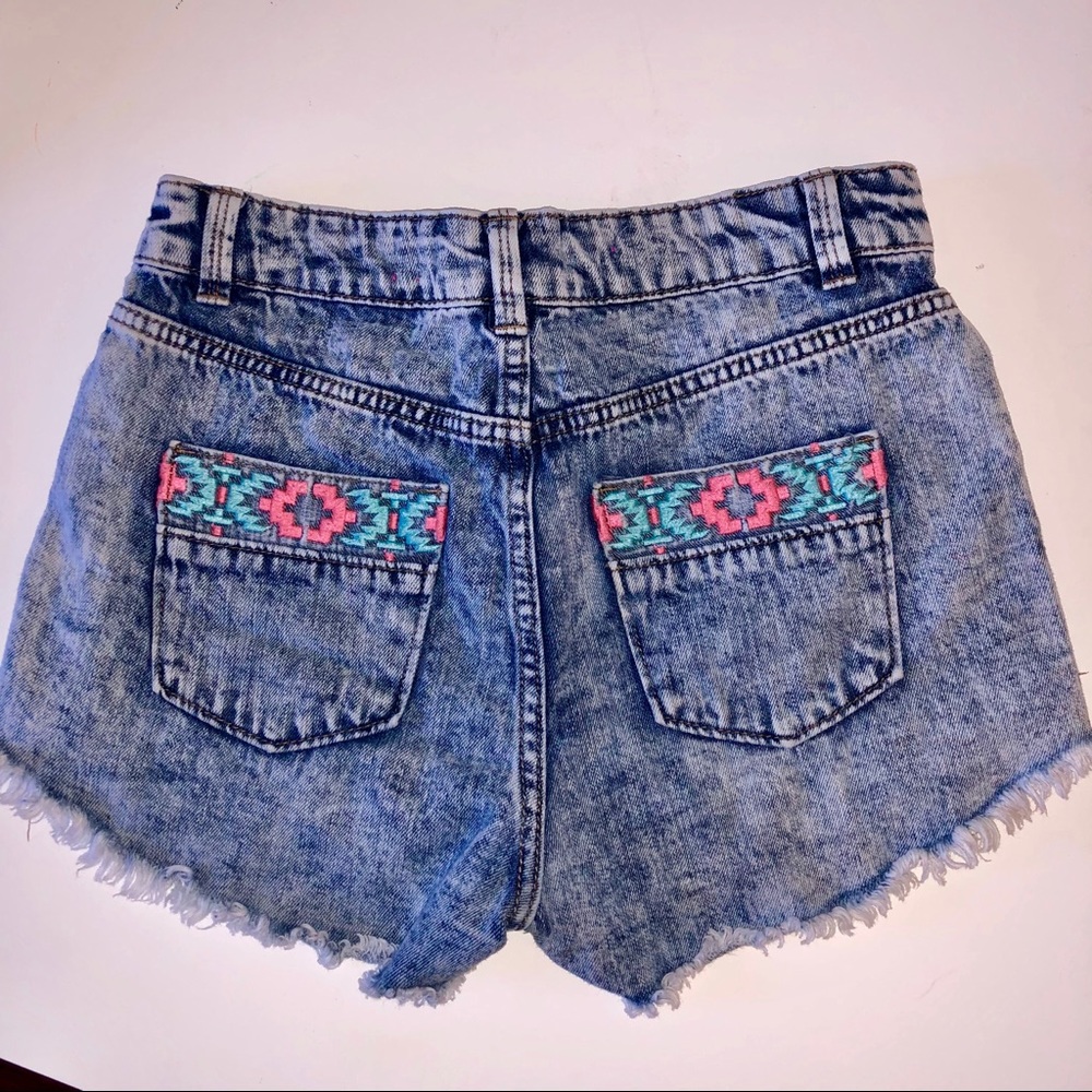EUC | HIGH-WAIST EMBELLISHED DENIM SHORTS